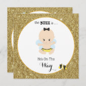 *~* Baby Bee Glitzer Baby Boy Dusche Einladung (Vorne/Hinten)