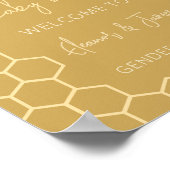 Baby Bee Honey Golden Beige Gender Reveal Welcome Poster (Ecke)