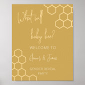 Baby Bee Honey Golden Beige Gender Reveal Welcome Poster (Vorne)