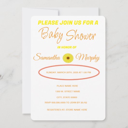 Baby Bee | Invitación de Baby Shower Einladung (Vorderseite)