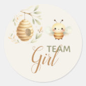 Baby Bee Team Girl Er oder Sie Geschlecht Enthüllu Runder Aufkleber (Vorderseite)