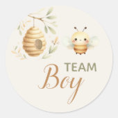 Baby Bee Team Junge Er oder Sie Geschlechtsenthüll Runder Aufkleber (Vorderseite)