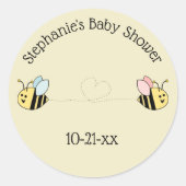 Baby Bee Twin Boy und Girl Favor Runder Aufkleber (Vorderseite)