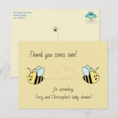 Baby Bee Twin Boys Vielen Dank Postkarte (Vorne/Hinten)