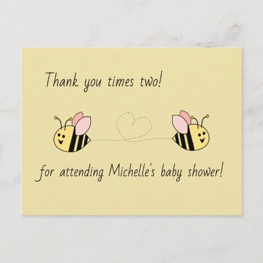 Baby Bee Twin Girls Vielen Dank Postkarte (Vorderseite)