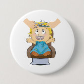 Baby bekommen Haarschnitt Funny Kids Friseur Shop Button (Vorderseite)