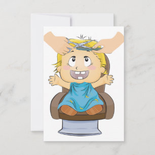 Baby bekommen Haarschnitt Funny Kids Friseur Shop Einladung