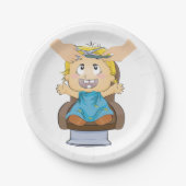 Baby bekommen Haarschnitt Funny Kids Friseur Shop Pappteller (Vorderseite)