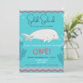 Baby Beluga Einladung zum 1. Geburtstag (Stehend Vorderseite)