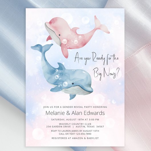 Baby Beluga Whale Gender Reveal Party Einladung