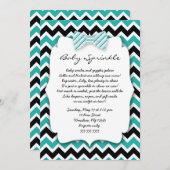 Baby besprühen aquamarine grüne schwarze Bowtie Einladung (Vorne/Hinten)