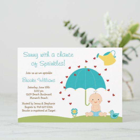 Baby besprühen Duschen-Einladung Einladung (Stehend Vorderseite)