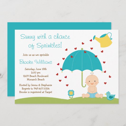 Baby besprühen Duschen-Einladung Einladung (Vorne/Hinten)