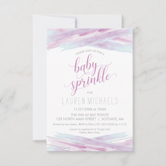 Baby besprühen Einladung - fertigen Sie, Mädchen, (Vorderseite)