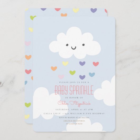 Baby besprühen Wolken-Einladung Einladung (Vorne/Hinten)