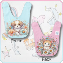 Baby Bib - Ein Welpe & eine Kitty in the Daisis