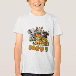 Baby Big 5 Safari-Kinderzimmer Erdtöne-Kunst. Tri-Blend Shirt