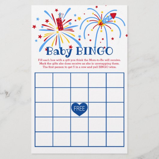 Baby Bingo 4. Juli Patriotic Baby Shower (Vorderseite)