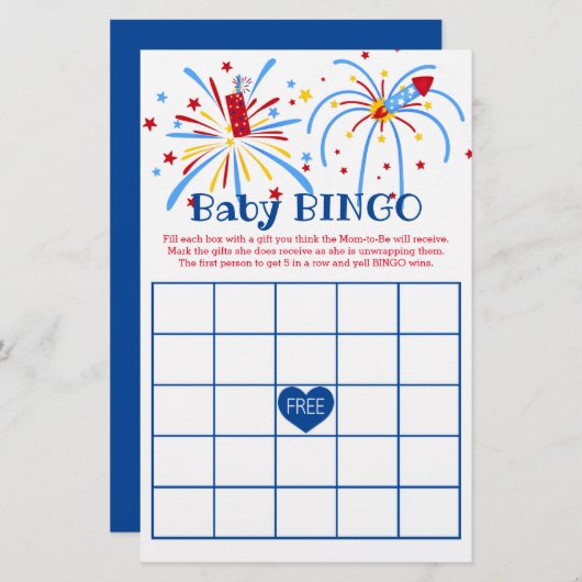 Baby Bingo 4. Juli Patriotic Baby Shower (Vorne/Hinten)