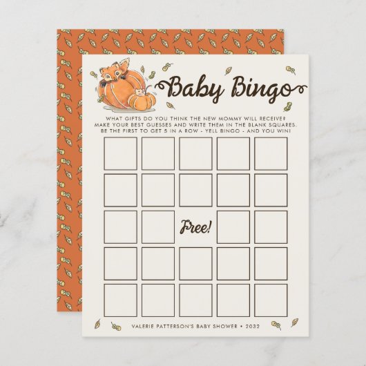 Baby Bingo Autumn Baby Showspiel (Vorne/Hinten)