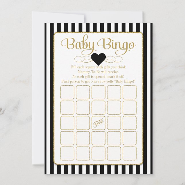 Baby Bingo Black Gold Baby Showkarten (Vorderseite)