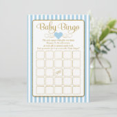 Baby Bingo Blue Gold Boy Baby Showkarten Einladung (Stehend Vorderseite)