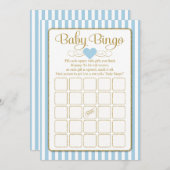 Baby Bingo Blue Gold Boy Baby Showkarten Einladung (Vorne/Hinten)