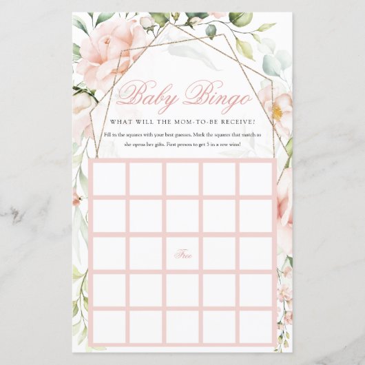 Baby Bingo Blush Floral Girl Baby Showspiele (Vorderseite)