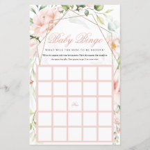 Baby Bingo Blush Floral Girl Baby Showspiele