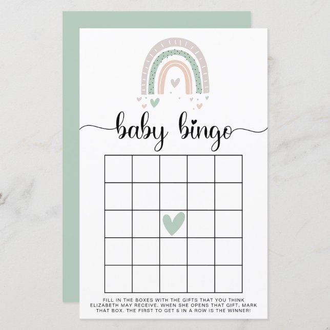 Baby Bingo Boho Rainbow Sage Showspiel (Vorne/Hinten)