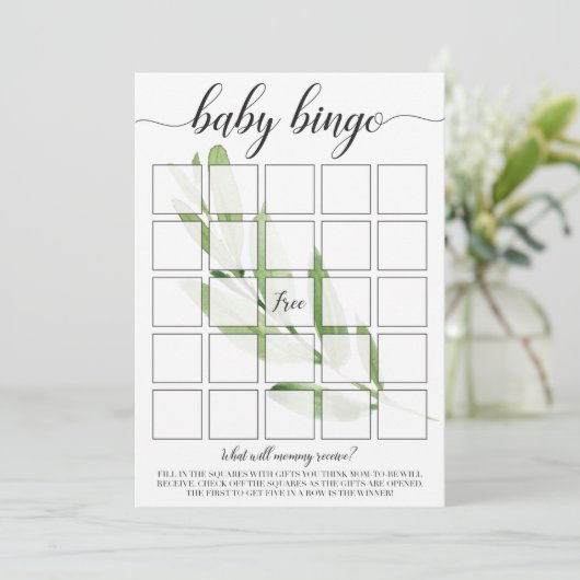 Baby Bingo Cards für Grünpflanzen Baby Shower Them (Stehend Vorderseite)