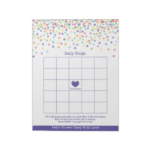 Baby Bingo Confetti Theme Baby Showspiel Notizblock