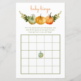 Baby Bingo Game November Pumpkin Fall Baby Dusche
