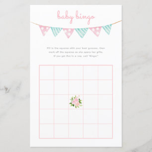 Baby Bingo Game - Rosa Blume Party Babydusche