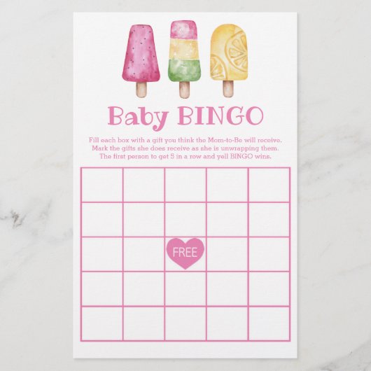 Baby Bingo Girl Ready to Pop Summer Baby Dusche (Vorderseite)