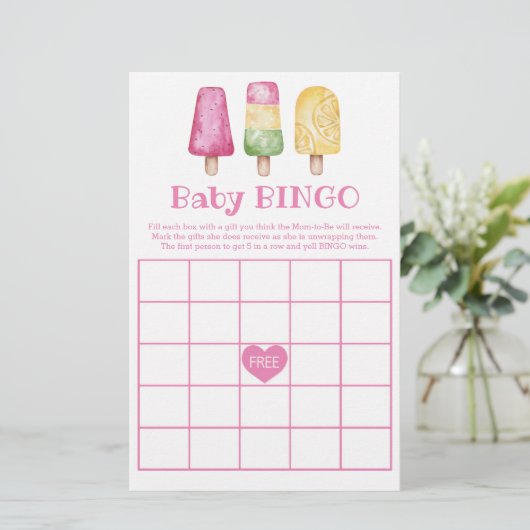 Baby Bingo Girl Ready to Pop Summer Baby Dusche (Stehend Vorderseite)