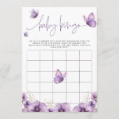 Baby Bingo Lila Schmetterling Baby Showcard Hinweiskarte (Vorderseite)