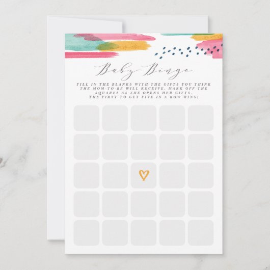 Baby Bingo Modernes Abstraktes Rosa und Blau Einladung (Vorderseite)