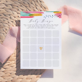 Baby Bingo Modernes Abstraktes Rosa und Blau Einladung
