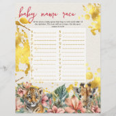 Baby Bingo & Name Race Wild Baby Showspiel Flyer (Hinten)