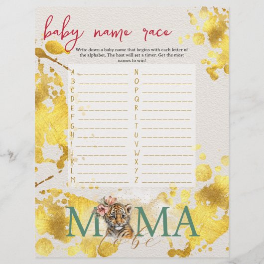 Baby Bingo & Name Race Wild Baby Showspiel Flyer (Hinten)