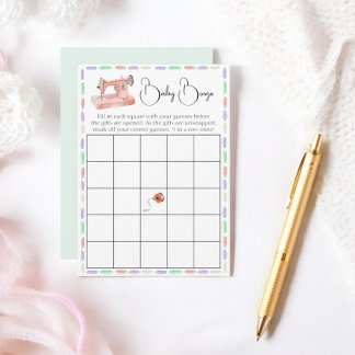 Baby Bingo Pastel Watercolor Stitch Showspiel Begleitkarte