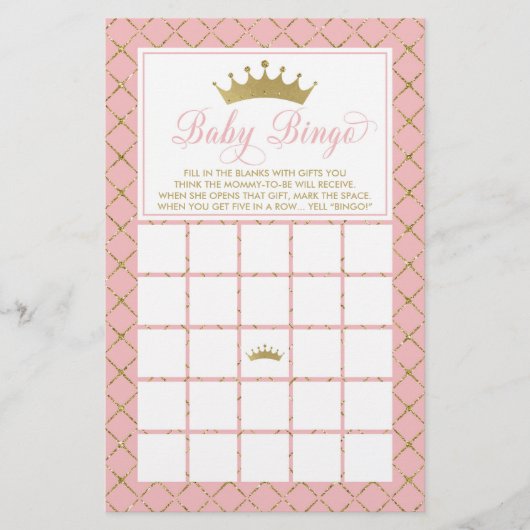 Baby Bingo, Princess Baby Shower Game Flyer (Vorne)