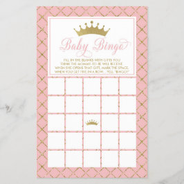 Baby Bingo, Princess Baby Shower Game Flyer
