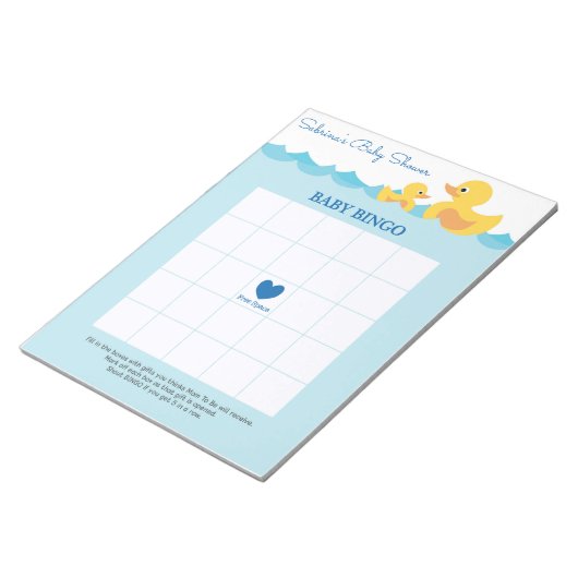 Baby Bingo Rubber Duck Baby Showspiel Notizblock (angewinkelt)