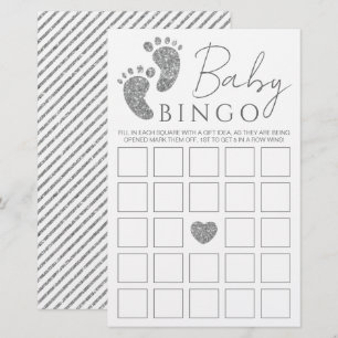 Baby Bingo Silver Glitzer Baby Feet Baby Shooter G