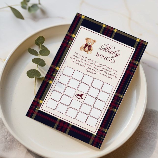 Baby Bingo Teddy Bear Red Kariert Baby Showspiel (Von Creator hochgeladen)