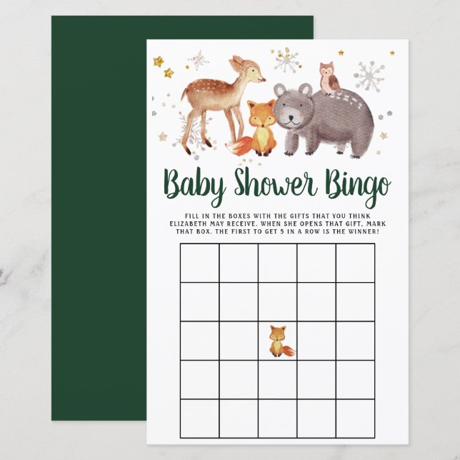 Baby Bingo Winter Woodland Animals Showspiel (Vorne/Hinten)