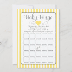 Baby Bingo Yellow Gray Baby Showkarten