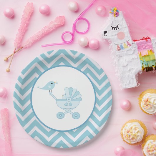 Baby Bird Baby Carriage Baby Shooting Party Pappteller (Party)
